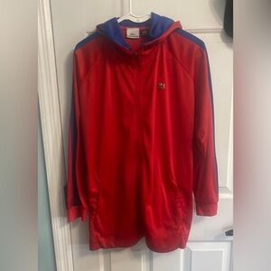 Lacoste Red Jacket with Blue Hood Lining